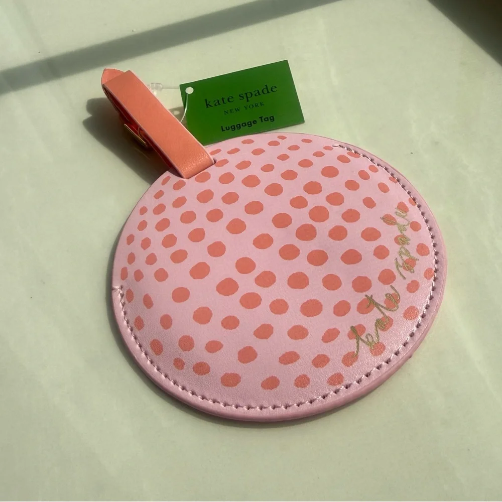 Kate Spade Pink and Orange Golf Ball Luggage Tag - Picture 2 of 6